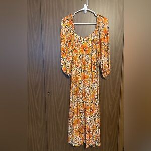 Carly Jean Los Angeles Margaux Orange- yellow Floral Maxi Dress